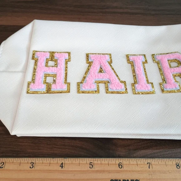 Pink and Gold 'HAIR' Cosmetic Bag - Picture 3 of 4
